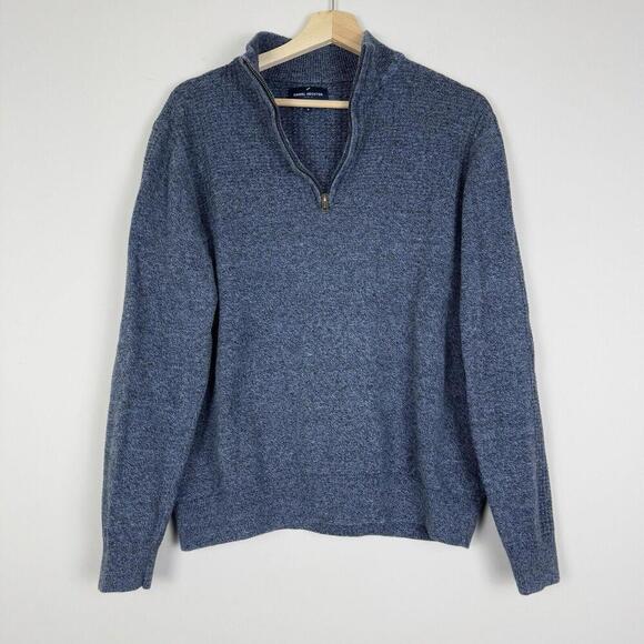 Daniel Hechter Men Sweater 1/4 Zip Blue Pullover Knit 100% Cotton Formal Casual - Picture 2 of 10